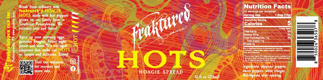 Label of Fraktured HOTS hoagie spread.