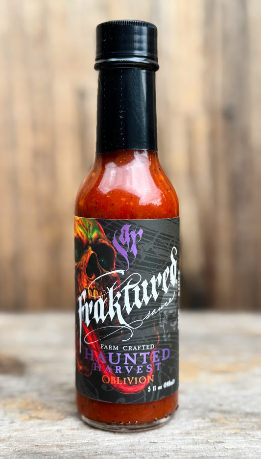 Fraktured Haunted Harvest OBLIVION sauce made with Carolina Reaper peppers.