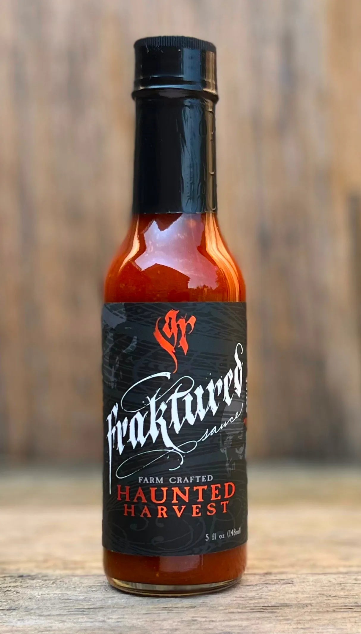Fraktured Sauce Haunted Harvest spicy hot sauce made with fermented and aged pepper mash garlic and spices