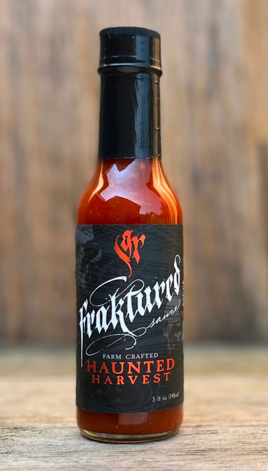 Fraktured Sauce Haunted Harvest spicy hot sauce made with fermented and aged pepper mash garlic and spices